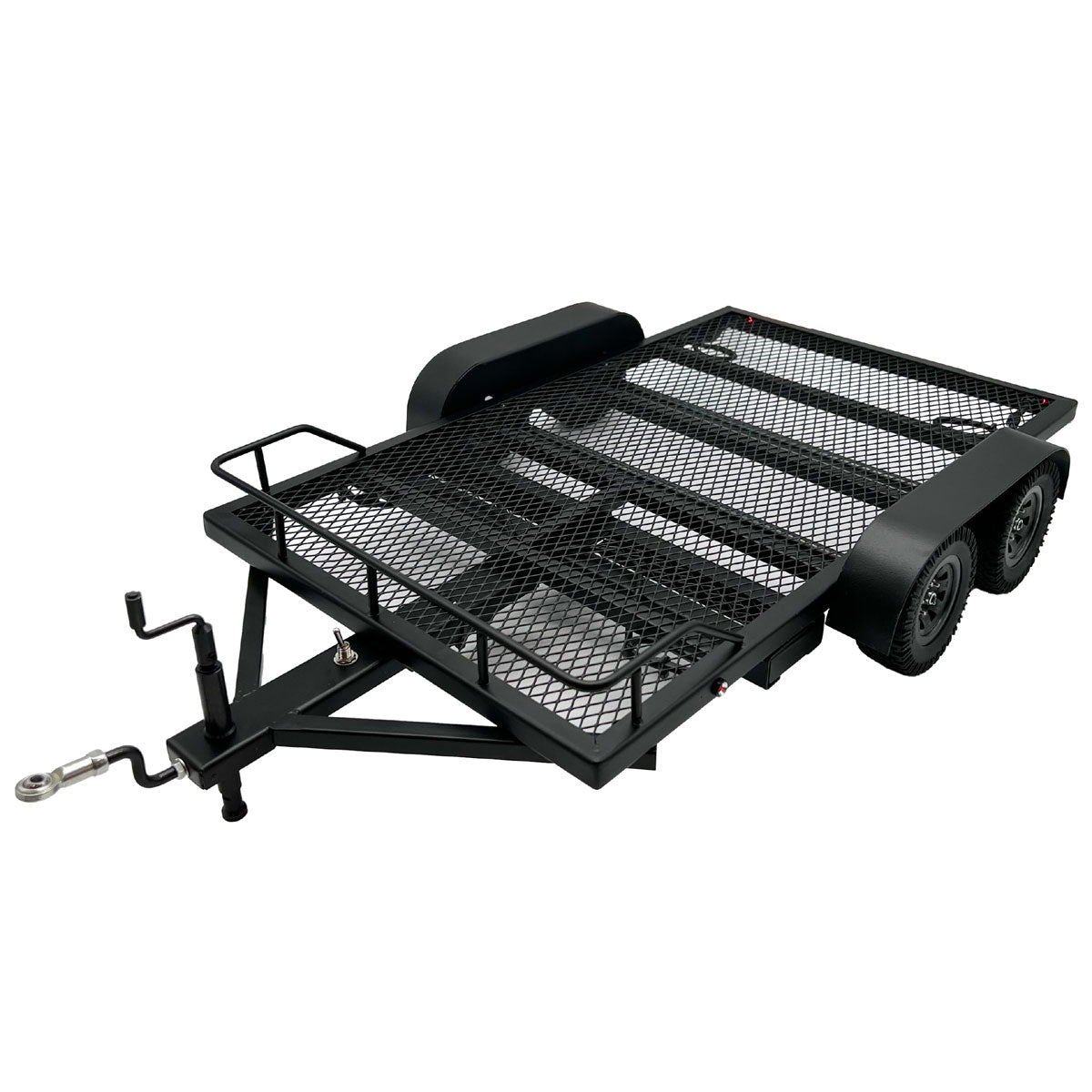1/10 Scale Full Metal Car Hauler Trailer with LED Lights (Black) - H y p e z   RC