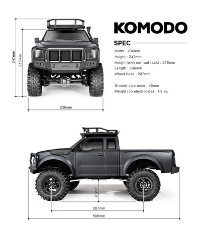 KOMODO Off-Road Adventure Vehicle RTR, 1/10 Scale, w/ a 2.4 Radio System, ESC, and Motor