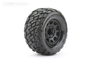 1/10 MT 2.8 Rockform Tires Mounted on Black Claw Rims, Medium Soft, 12mm Hex, 0" Offset - H y p e z RC