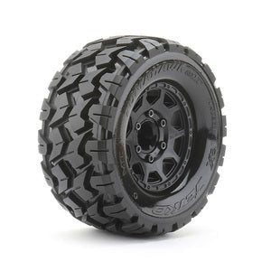 1/10 MT 2.8 Tomahawk Tires Mounted on Black Claw Rims, Medium Soft, 12mm Hex, 0" Offset - H y p e z RC