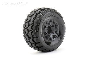 1/10 SC Tomahawk Tires Mounted on Black Claw Rims, Medium Soft, 14mm Hex, for Arrma - H y p e z RC