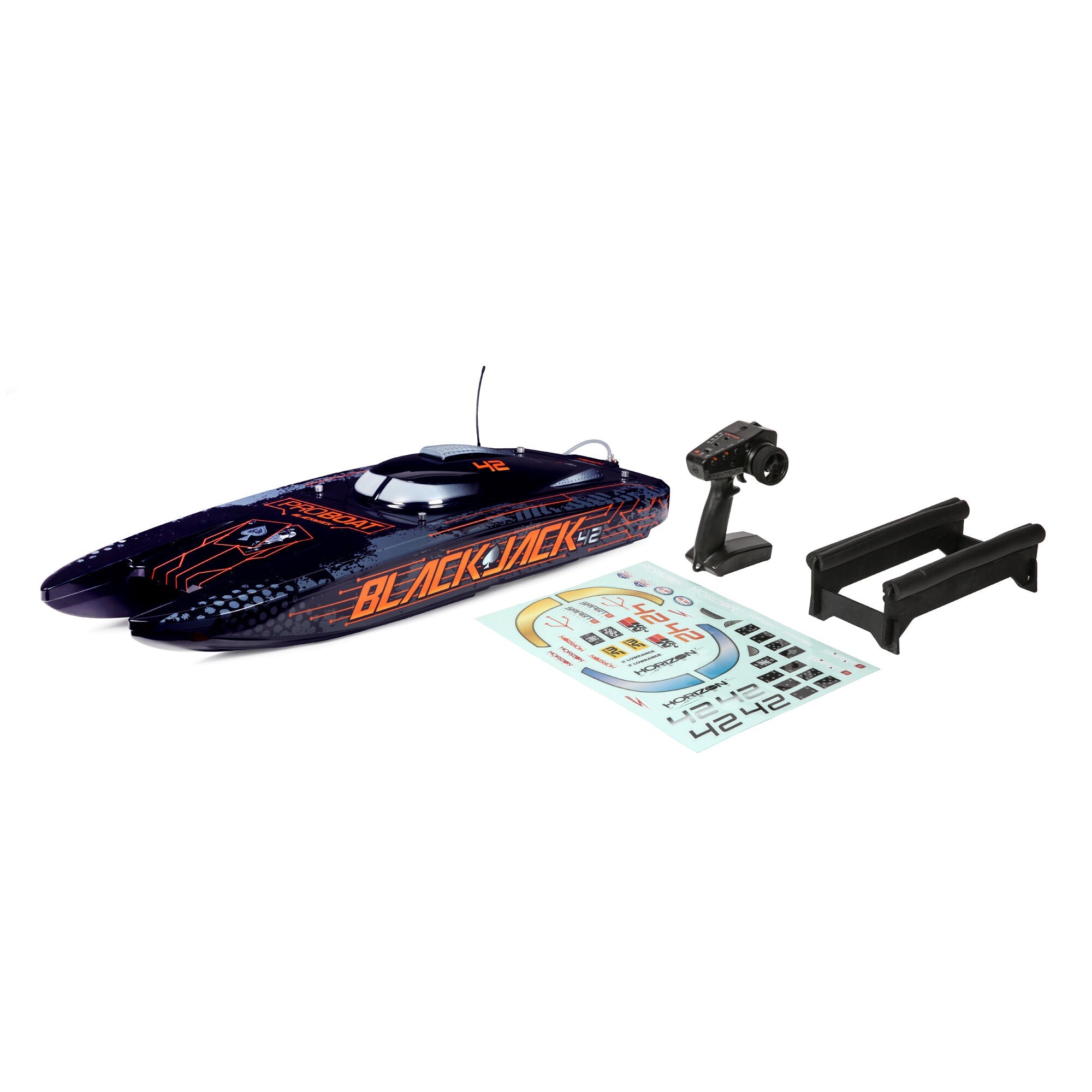 Blackjack 42" 8S Brushless Catamaran RTR: Black/Orange - H y p e z RC